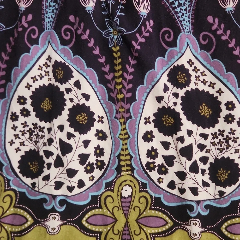 Women's Xhilaration Floral Print Dress Purple And Olive Green Size Medium - Picture 9 of 10